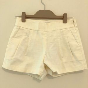J Crew Pleated White Shorts in 00